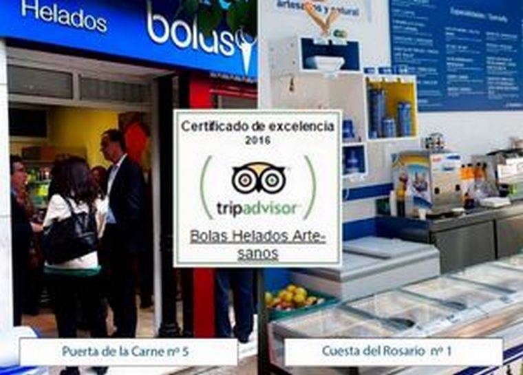 Heladerías Artesanas Bolas consigue el Certificado de Excelencia de Tripadvisor