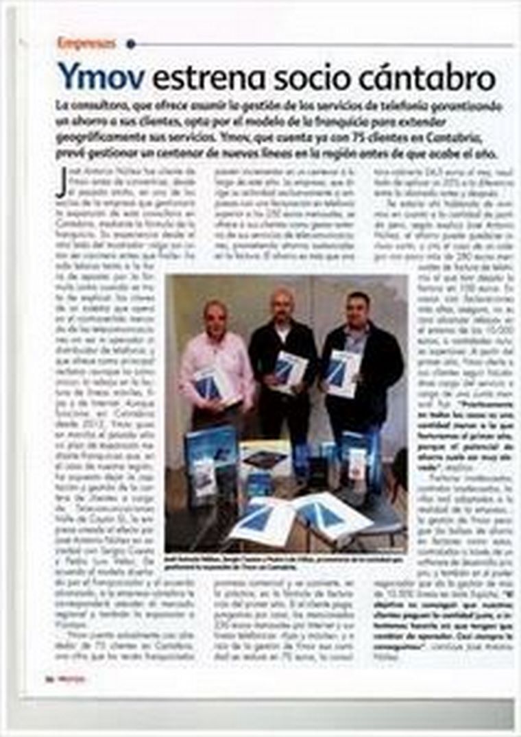 La revista especializada Cantabria Negocios se hace eco del éxito de las franquicias YMOV Group.