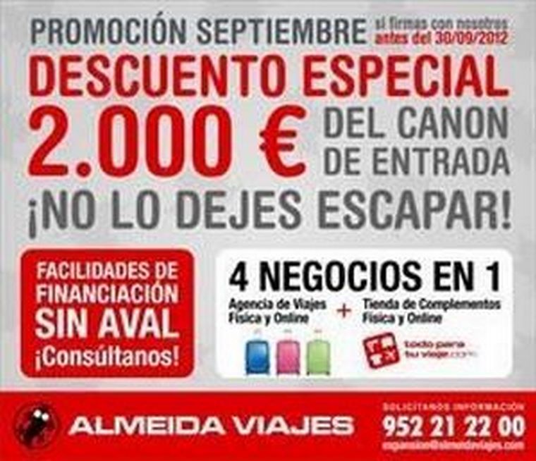 Almeida Viajes lanza una interesante promoción de autoempleo con un descuento de 2000€