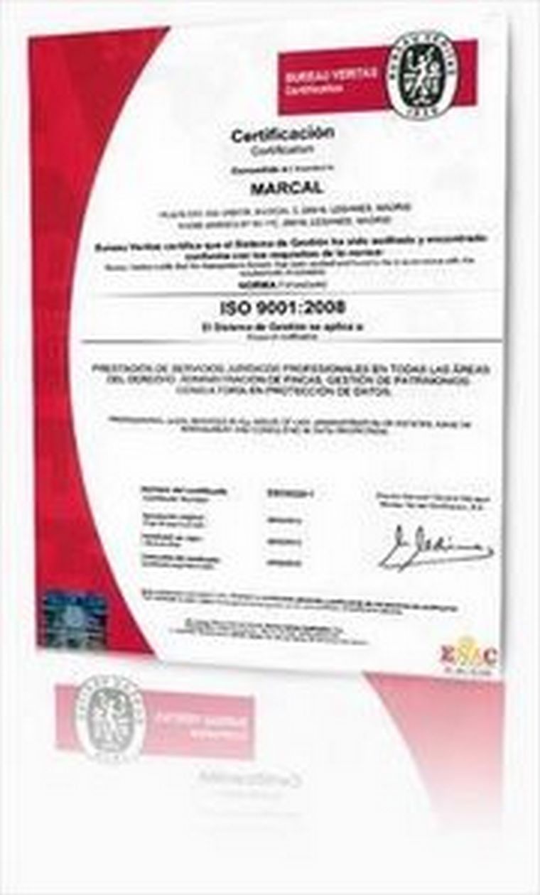 Grupo Marcal, primera empresa en conseguir certificación ISO 9001 en administración de fincas y despacho de abogados.