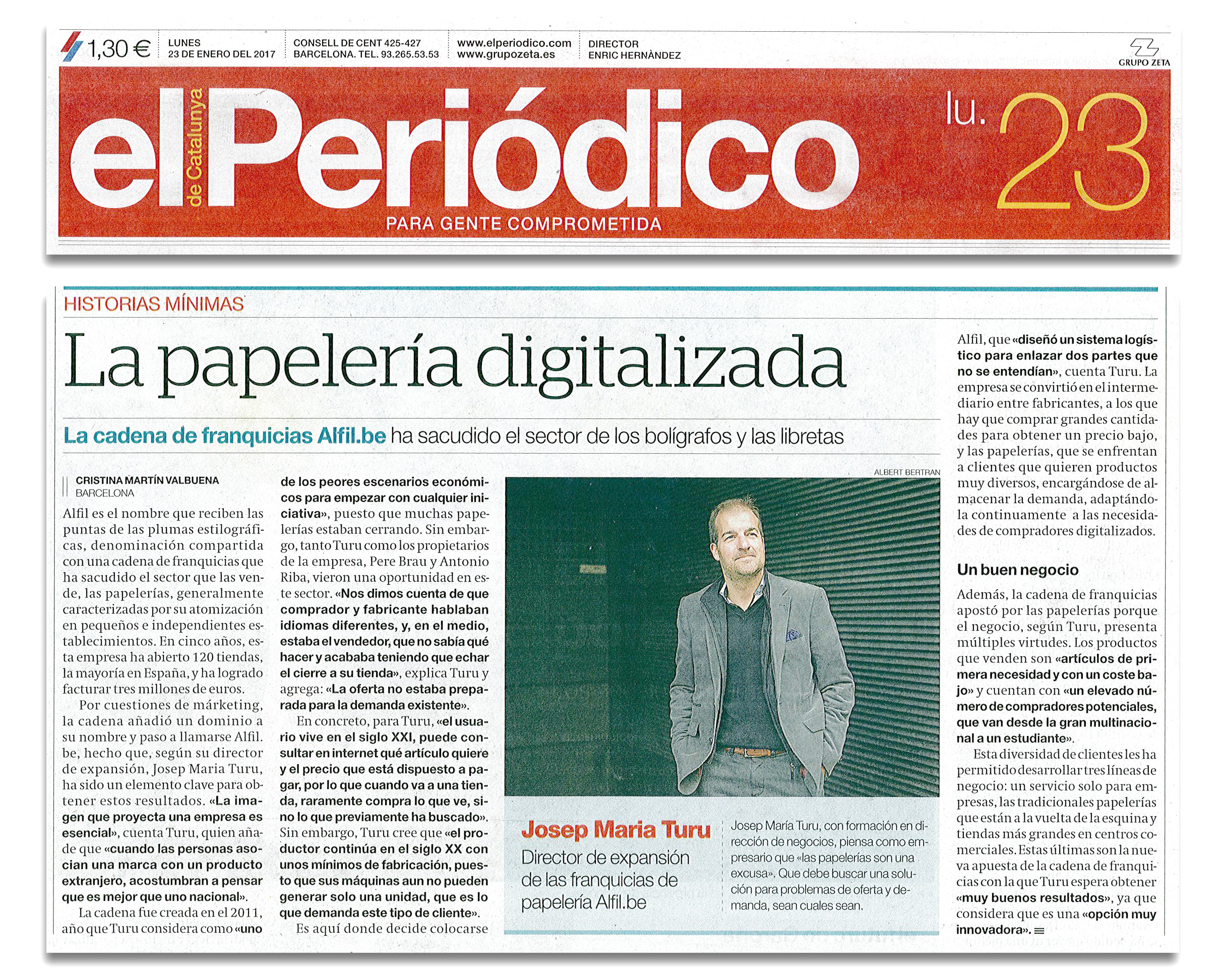 La franquicia Alfil.be, en El Periódico de Catalunya